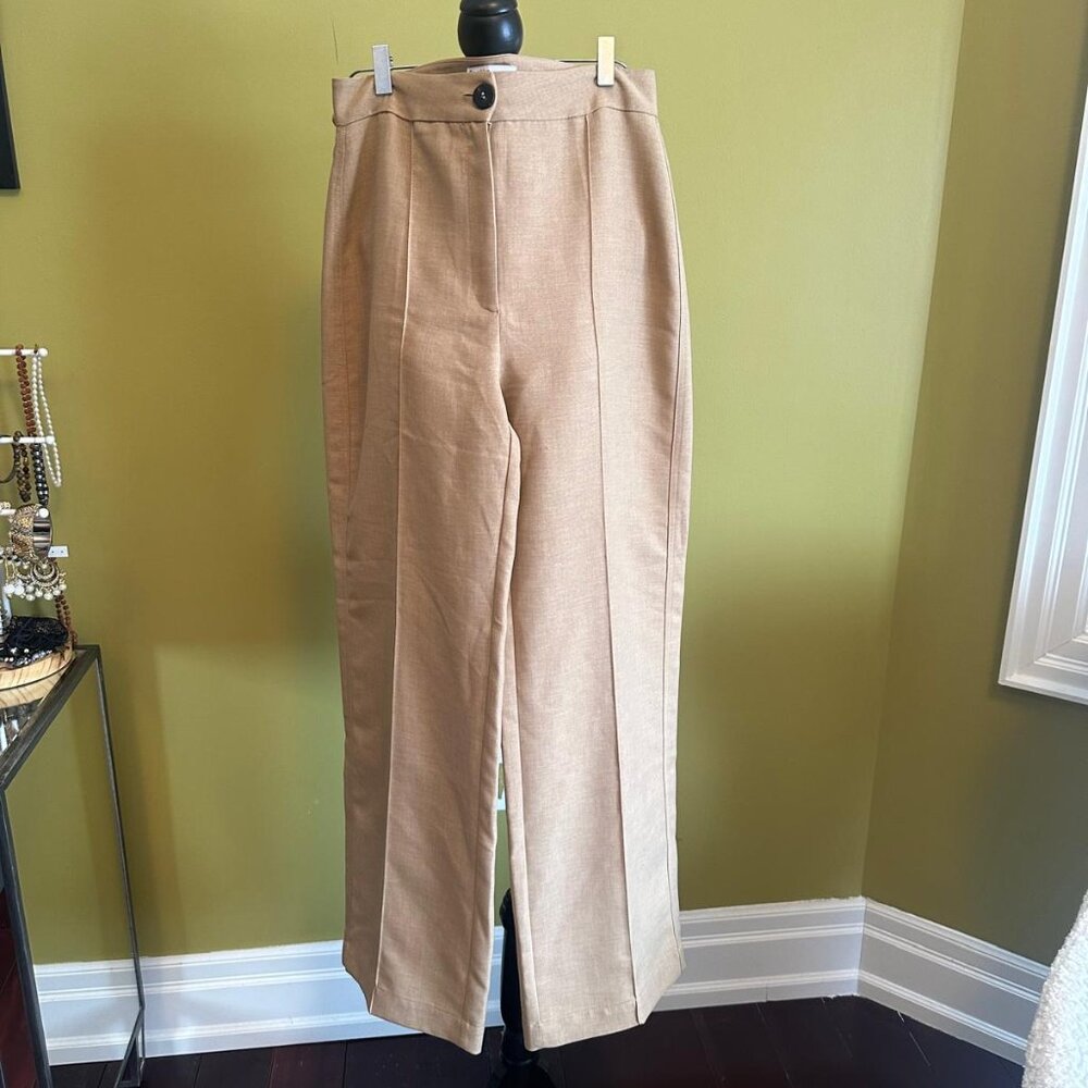 BERKSHA NWOT Camel Tan Wide Leg Tailored Trousers High Rise Corporate Chic US 8 - Picture 2 of 7